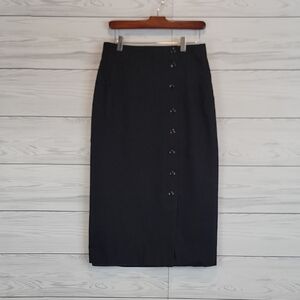 Classic Black Pencil Skirt with Front Buttons